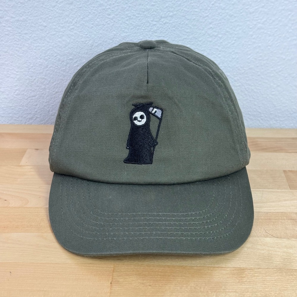 Beechfield Olive Green Grim Reaper Embroidered 5 Panel Baseball Cap dad Hat